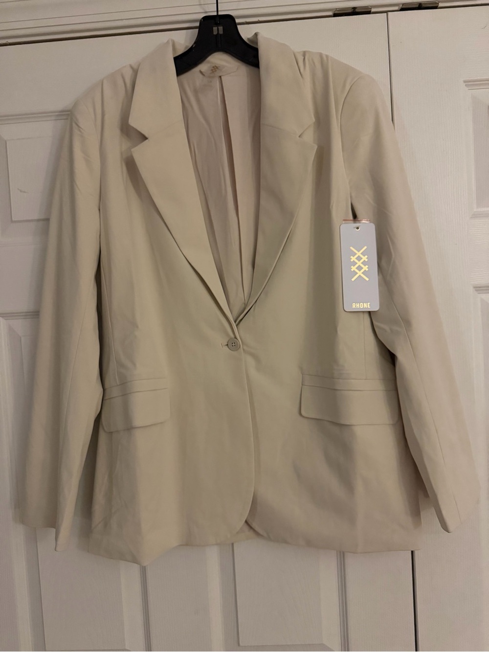 🌿 RHONE Commuter® Boyfriend Blazer — NWT | Size L | Light Sand